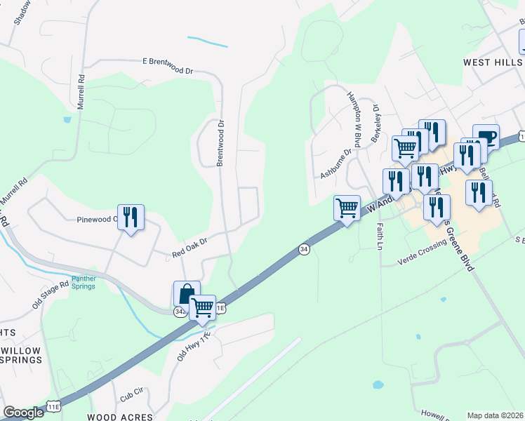 map of restaurants, bars, coffee shops, grocery stores, and more near 420 Beechwood Circle in Morristown
