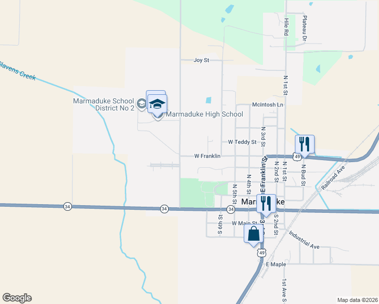 map of restaurants, bars, coffee shops, grocery stores, and more near 472 Greene Road 520 in Marmaduke
