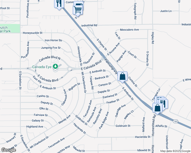 map of restaurants, bars, coffee shops, grocery stores, and more near 1971 Teepee Road in Pahrump