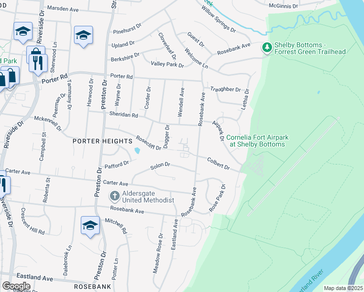 map of restaurants, bars, coffee shops, grocery stores, and more near 2508 Colbert Drive in Nashville