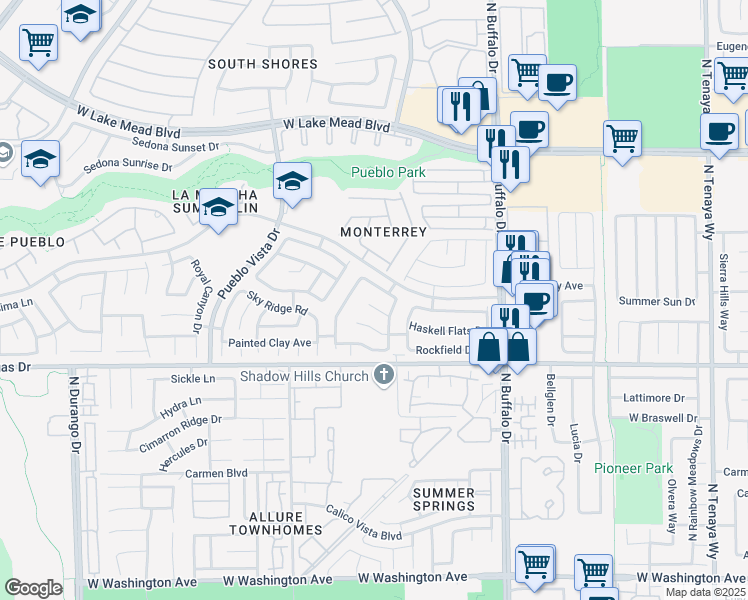 map of restaurants, bars, coffee shops, grocery stores, and more near 7820 Paper Flower Court in Las Vegas