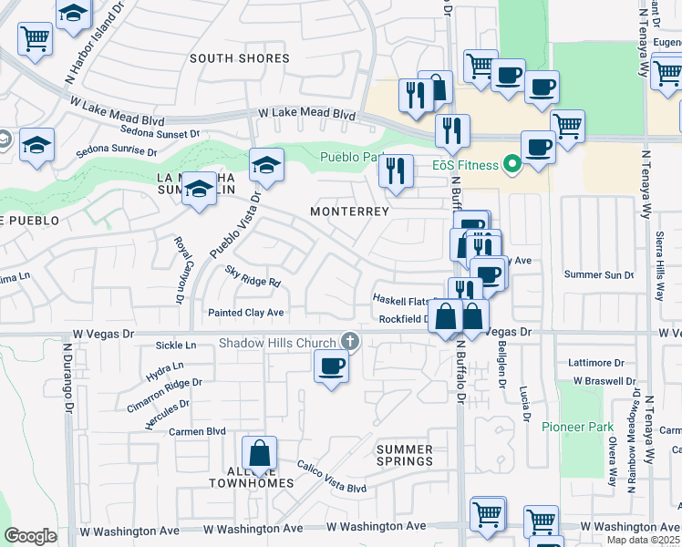 map of restaurants, bars, coffee shops, grocery stores, and more near 7820 Paper Flower Court in Las Vegas