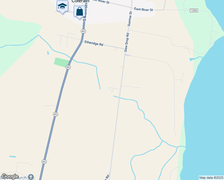 map of restaurants, bars, coffee shops, grocery stores, and more near 206 Dew Drop Road in Colerain