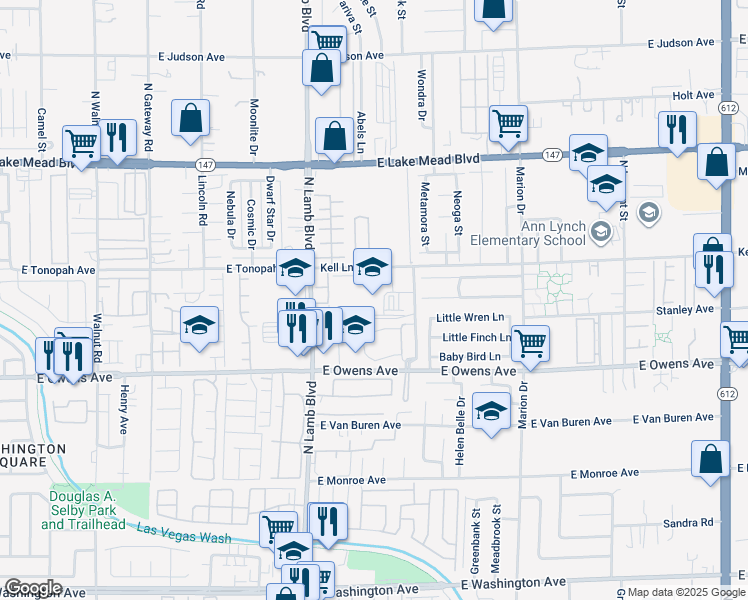 map of restaurants, bars, coffee shops, grocery stores, and more near 4497 Kell Lane in Las Vegas