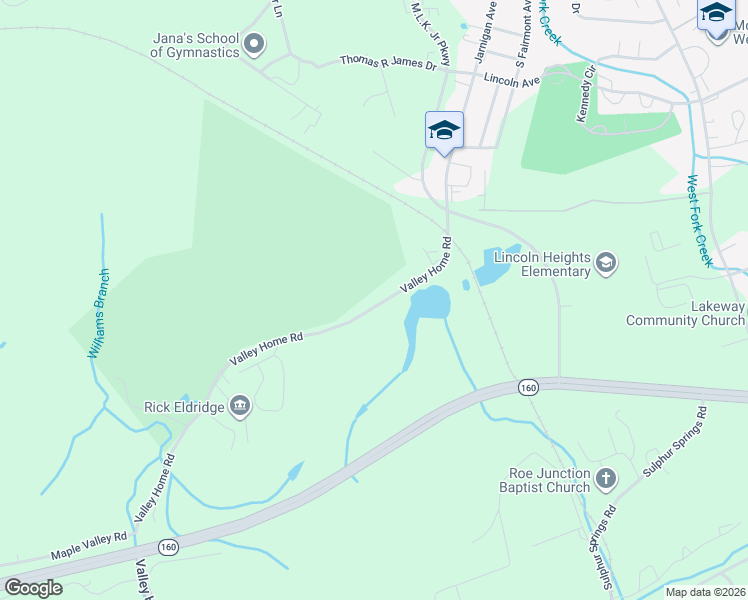 map of restaurants, bars, coffee shops, grocery stores, and more near 1106 Valley Home Road in Morristown