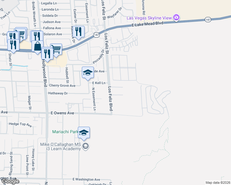 map of restaurants, bars, coffee shops, grocery stores, and more near 7157 Polita Court in Las Vegas