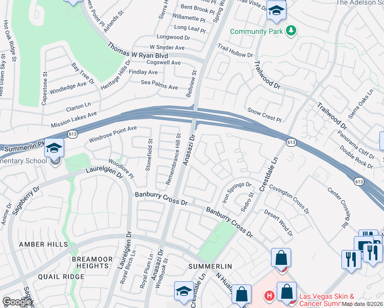 map of restaurants, bars, coffee shops, grocery stores, and more near 10436 Mountain Lodge Place in Las Vegas