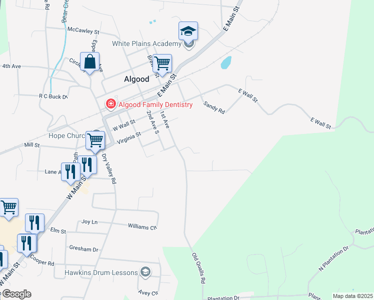 map of restaurants, bars, coffee shops, grocery stores, and more near 238 1st Avenue in Cookeville