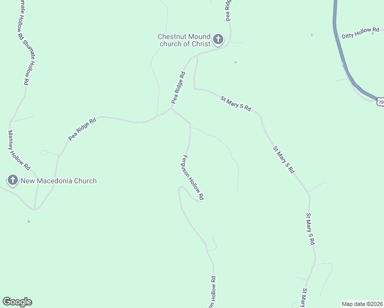 map of restaurants, bars, coffee shops, grocery stores, and more near 21 Ferguson Hollow Road in Chestnut Mound
