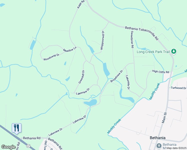 map of restaurants, bars, coffee shops, grocery stores, and more near 5624 Whippoorwill Drive in Pfafftown
