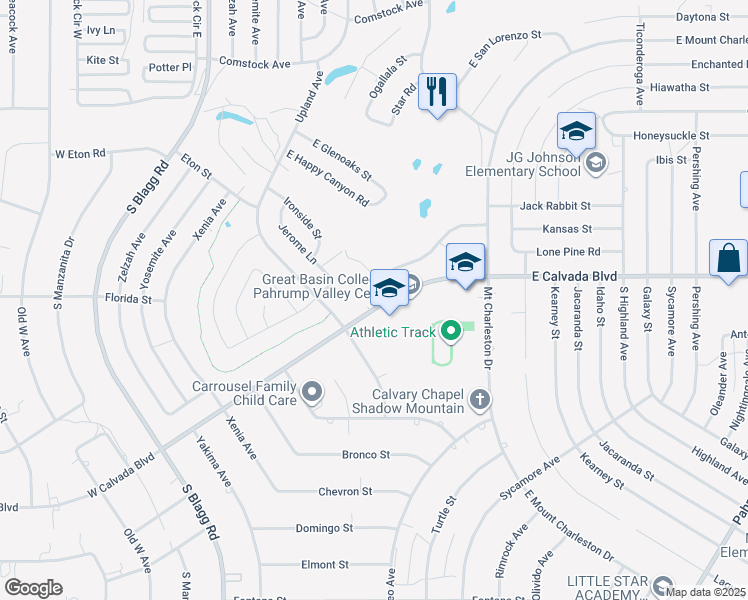 map of restaurants, bars, coffee shops, grocery stores, and more near 1990 South Gato Place in Pahrump