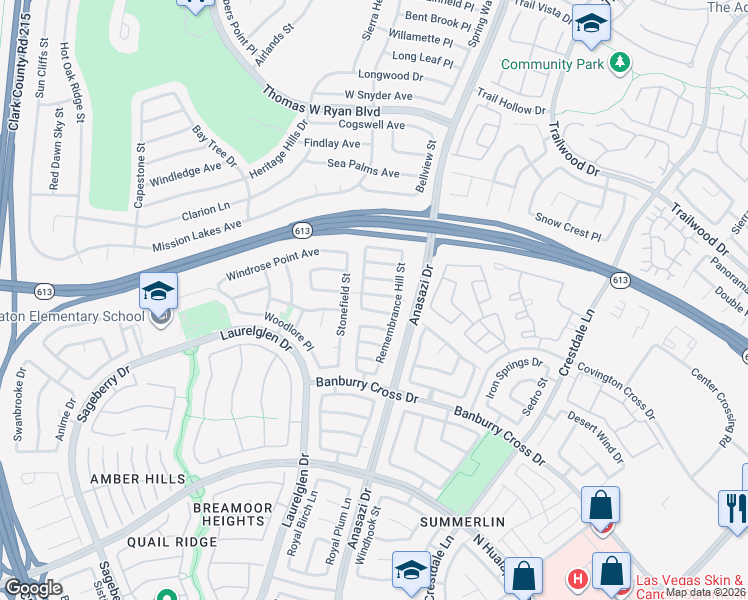 map of restaurants, bars, coffee shops, grocery stores, and more near 10513 Courtney Cove Avenue in Las Vegas