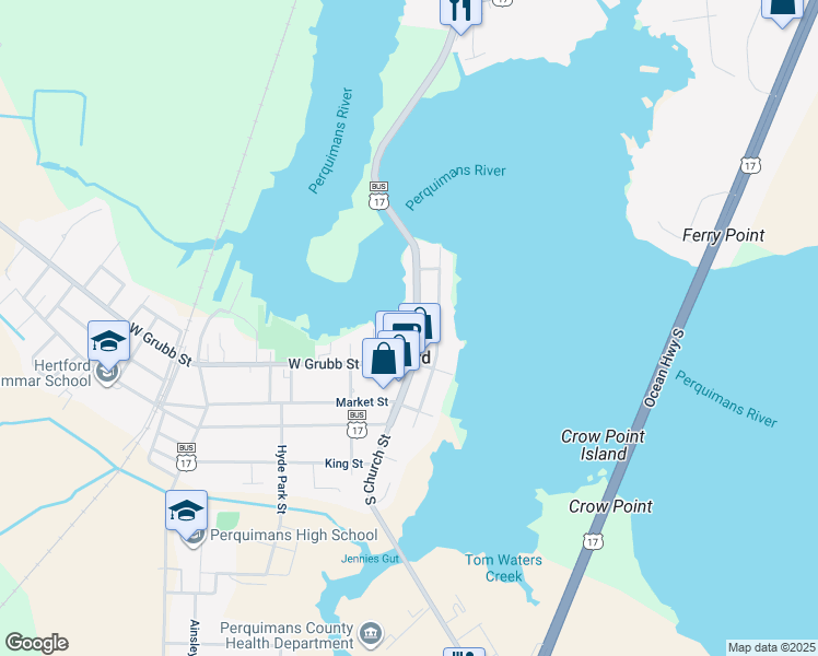 map of restaurants, bars, coffee shops, grocery stores, and more near in Hertford