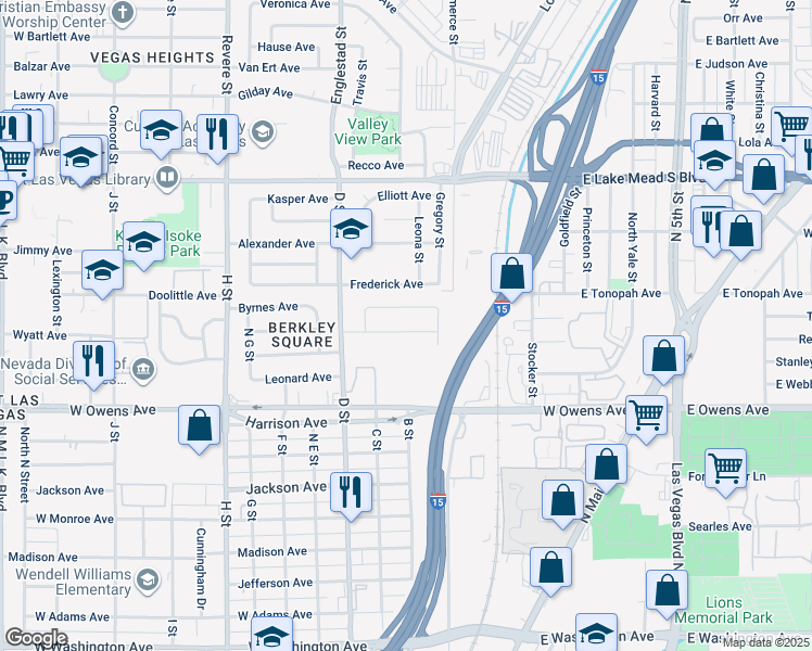 map of restaurants, bars, coffee shops, grocery stores, and more near 200 Paul Avenue in Las Vegas