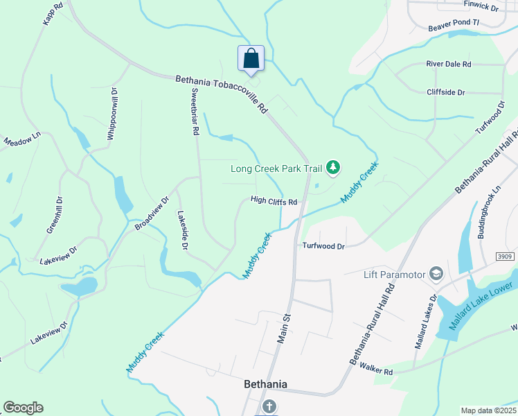 map of restaurants, bars, coffee shops, grocery stores, and more near 2963 High Cliffs Road in Winston-Salem
