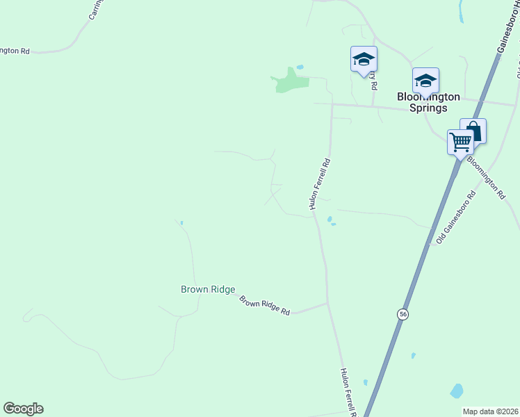 map of restaurants, bars, coffee shops, grocery stores, and more near 6372 Sulfur Ridge Road in Bloomington Springs