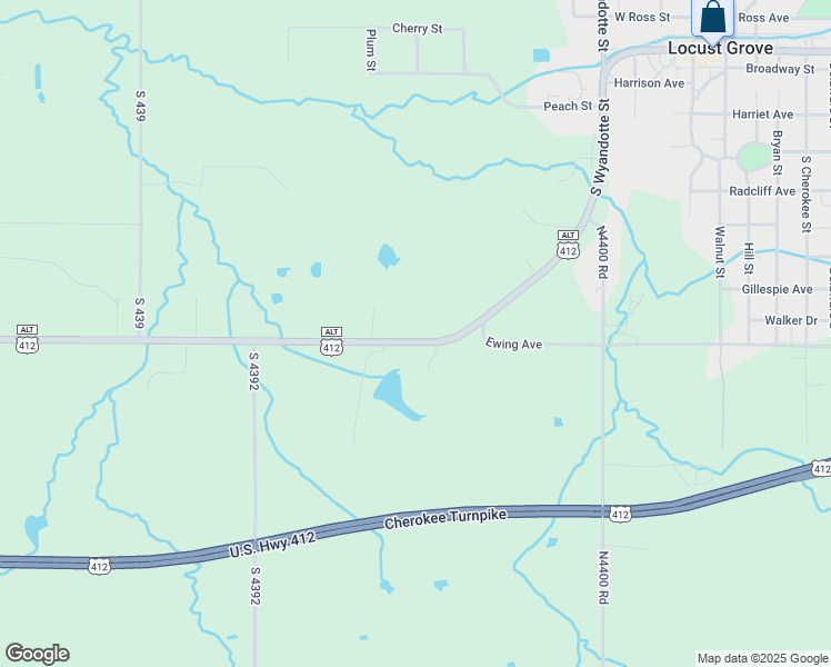 map of restaurants, bars, coffee shops, grocery stores, and more near 5495 East Highway 412 in Locust Grove