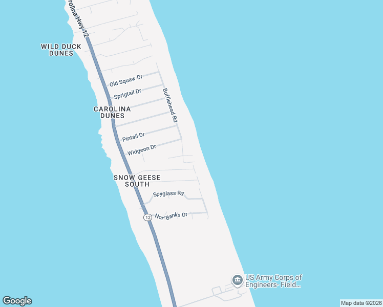 map of restaurants, bars, coffee shops, grocery stores, and more near 163 Bufflehead Road in Kitty Hawk