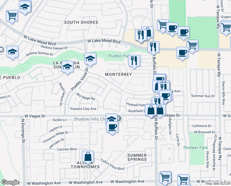 map of restaurants, bars, coffee shops, grocery stores, and more near 7825 Desert Bell Avenue in Las Vegas