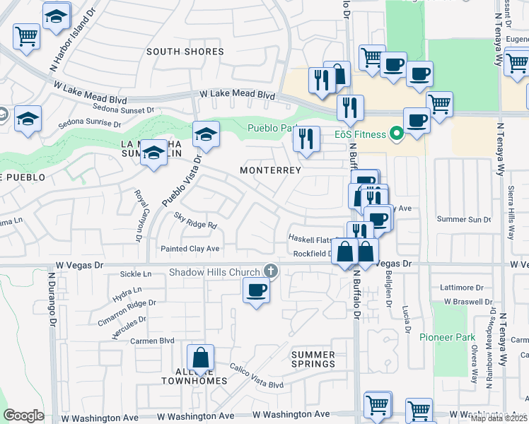map of restaurants, bars, coffee shops, grocery stores, and more near 7825 Desert Bell Avenue in Las Vegas