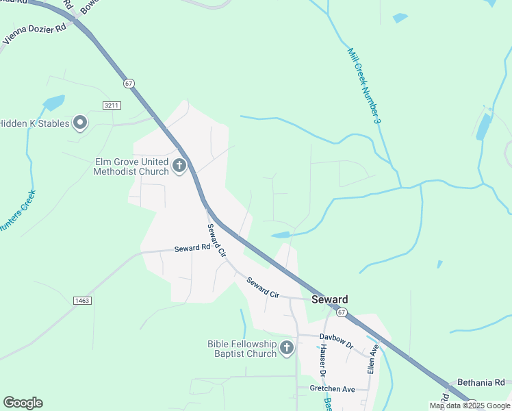 map of restaurants, bars, coffee shops, grocery stores, and more near 7053 Shop Road in Pfafftown