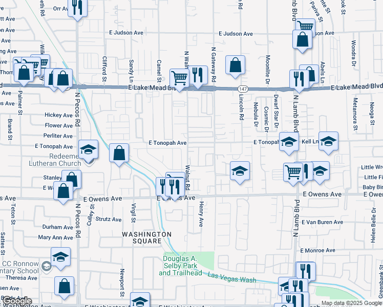 map of restaurants, bars, coffee shops, grocery stores, and more near 1788 North Charnut Lane in Las Vegas
