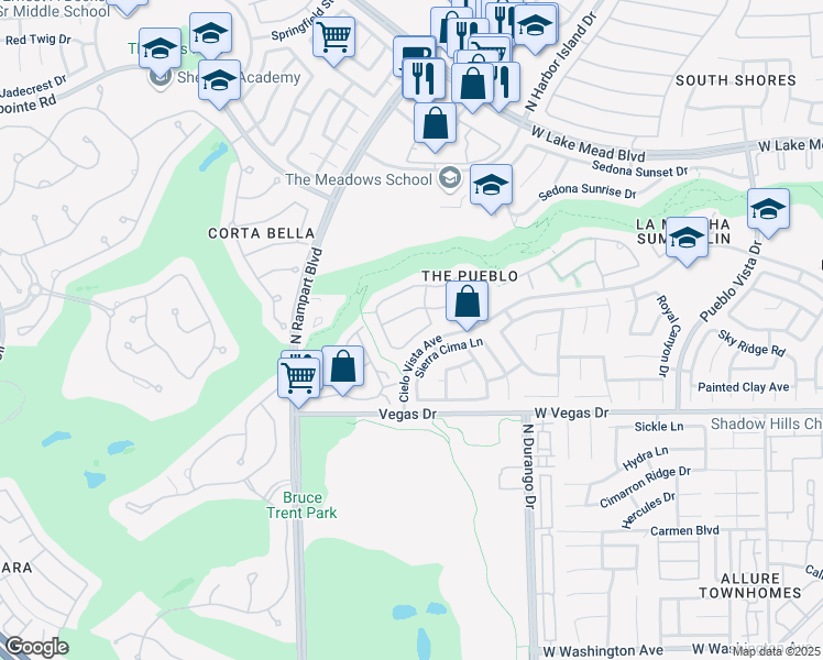map of restaurants, bars, coffee shops, grocery stores, and more near 8532 Chiquita Drive in Las Vegas