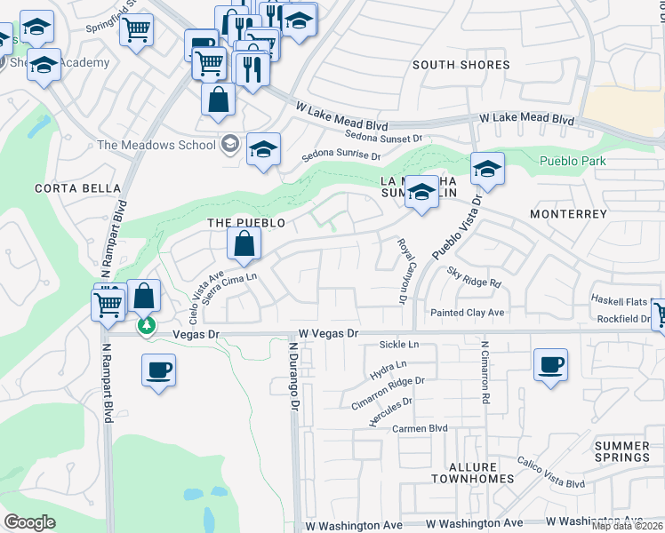 map of restaurants, bars, coffee shops, grocery stores, and more near 1709 Pink Cliff Court in Las Vegas