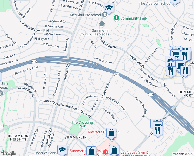 map of restaurants, bars, coffee shops, grocery stores, and more near 10217 King Henry Avenue in Las Vegas
