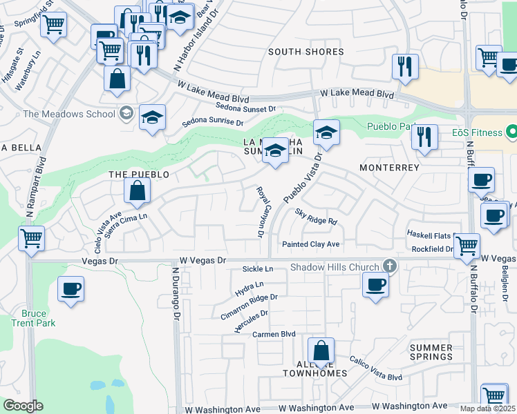 map of restaurants, bars, coffee shops, grocery stores, and more near 8213 West Ruby Mountain Way in Las Vegas