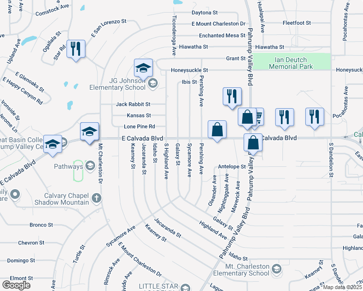 map of restaurants, bars, coffee shops, grocery stores, and more near in Pahrump