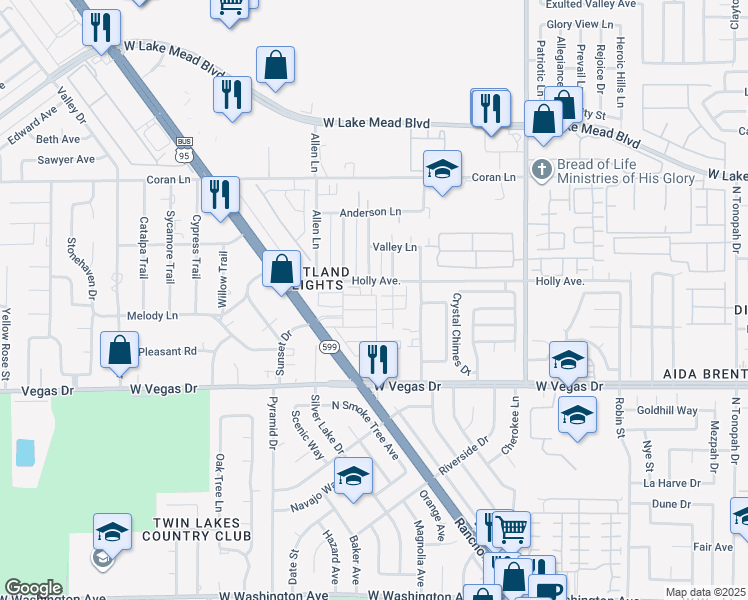 map of restaurants, bars, coffee shops, grocery stores, and more near 3493 Arcadian King Avenue in Las Vegas