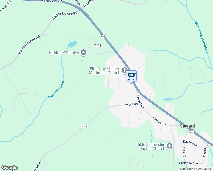 map of restaurants, bars, coffee shops, grocery stores, and more near 4601 Oak Park Place in Pfafftown