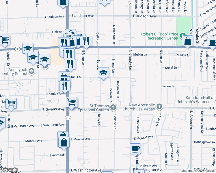 map of restaurants, bars, coffee shops, grocery stores, and more near 1731 Sherwin Lane in Las Vegas