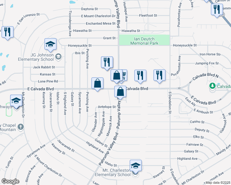 map of restaurants, bars, coffee shops, grocery stores, and more near 1920 Pahrump Valley Boulevard in Pahrump