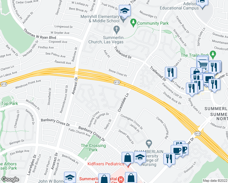 map of restaurants, bars, coffee shops, grocery stores, and more near 1709 King James Street in Las Vegas