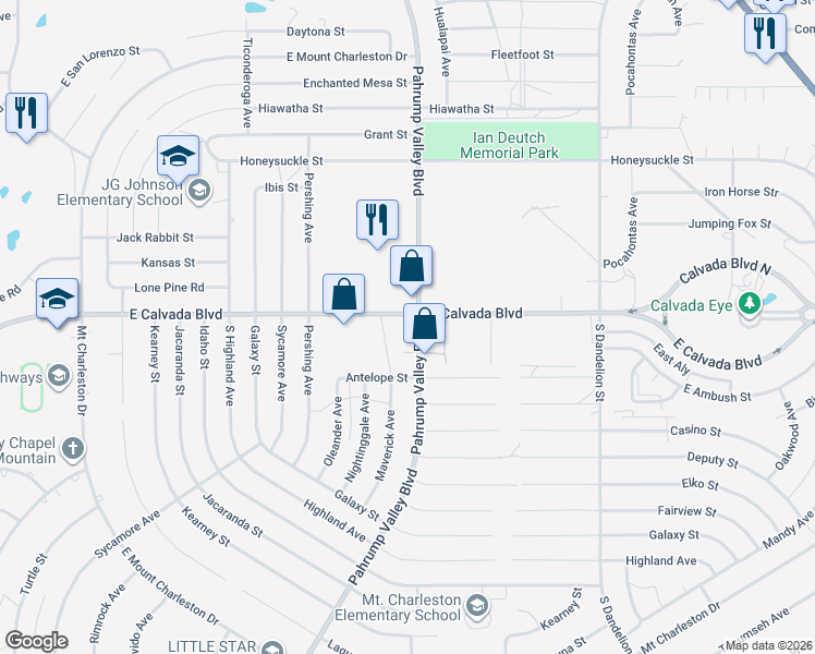 map of restaurants, bars, coffee shops, grocery stores, and more near 1920 Pahrump Valley Boulevard in Pahrump