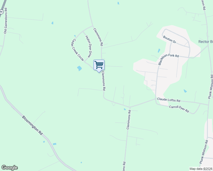 map of restaurants, bars, coffee shops, grocery stores, and more near 1555 Clemmons Road in Cookeville