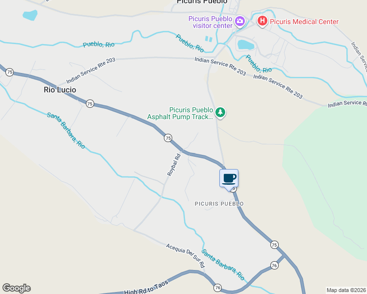 map of restaurants, bars, coffee shops, grocery stores, and more near 1304 New Mexico 75 in Peñasco