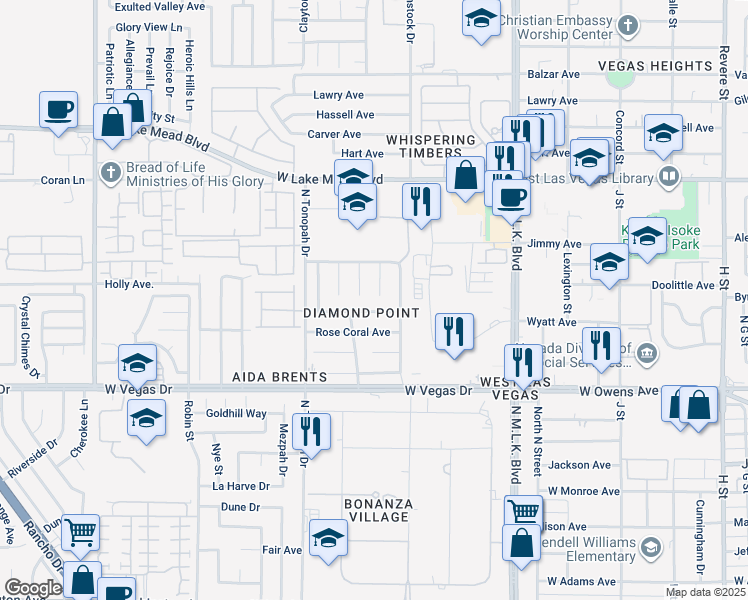 map of restaurants, bars, coffee shops, grocery stores, and more near 1833 Zircon Ridge Court in Las Vegas