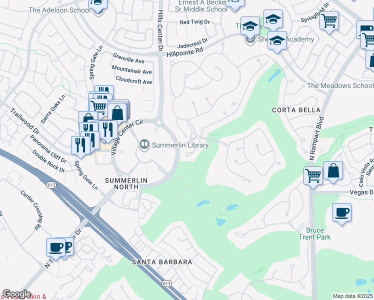 map of restaurants, bars, coffee shops, grocery stores, and more near 1709 Glenview Drive in Las Vegas