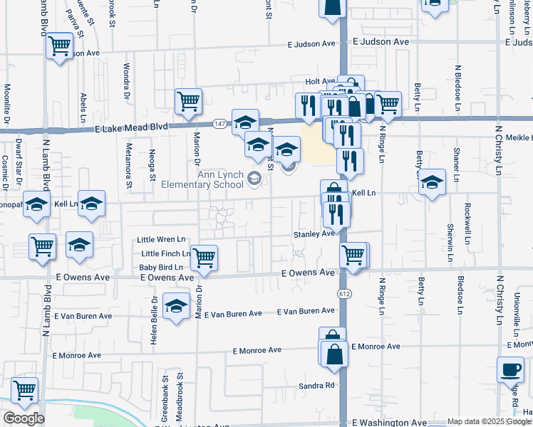 map of restaurants, bars, coffee shops, grocery stores, and more near 1791 North Lamont Street in Las Vegas