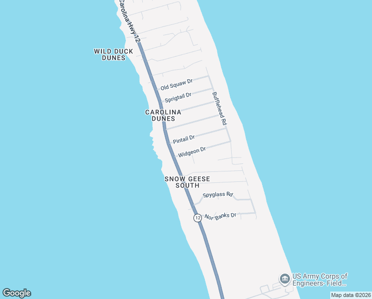 map of restaurants, bars, coffee shops, grocery stores, and more near 109 Pintail Drive in Kitty Hawk