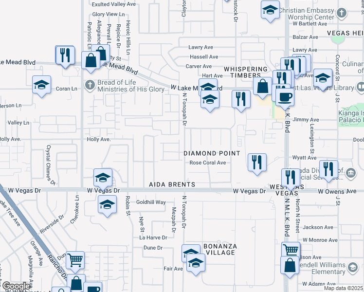 map of restaurants, bars, coffee shops, grocery stores, and more near 1832 Taylor Hill Street in Las Vegas