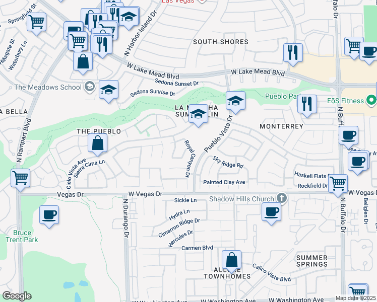 map of restaurants, bars, coffee shops, grocery stores, and more near 8205 West Ruby Mountain Way in Las Vegas