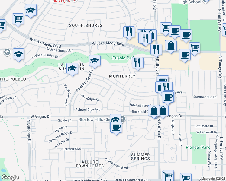 map of restaurants, bars, coffee shops, grocery stores, and more near 7848 Desert Bell Avenue in Las Vegas