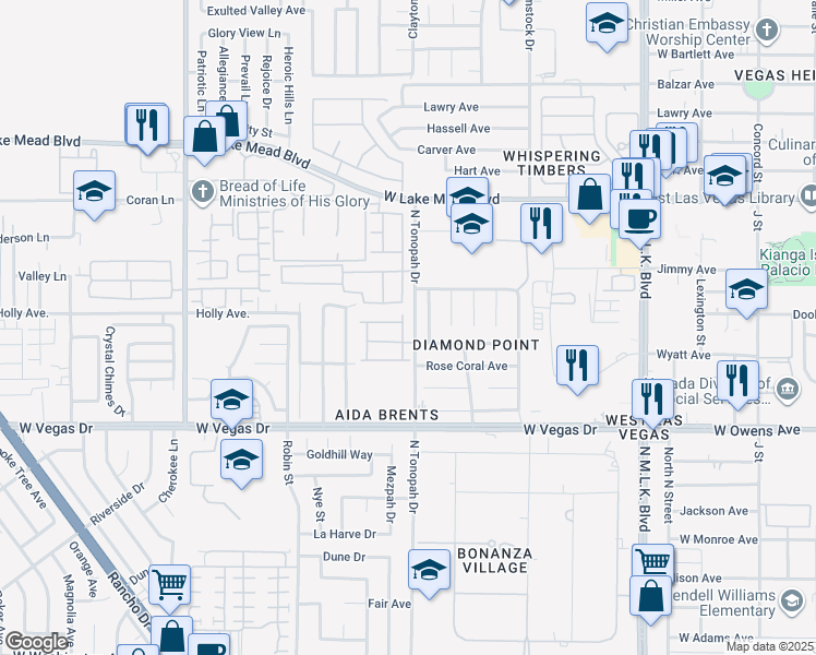 map of restaurants, bars, coffee shops, grocery stores, and more near 1832 Taylor Hill Street in Las Vegas