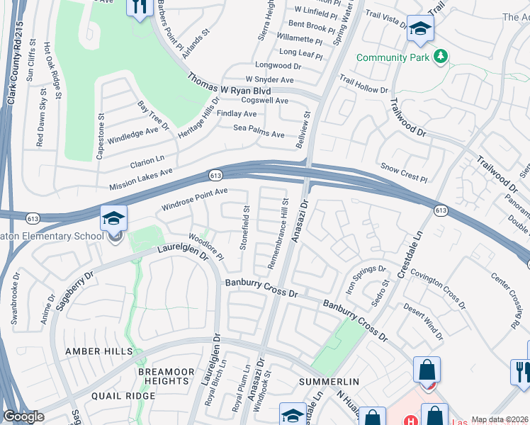 map of restaurants, bars, coffee shops, grocery stores, and more near 10525 Jeremy Pointe Avenue in Las Vegas