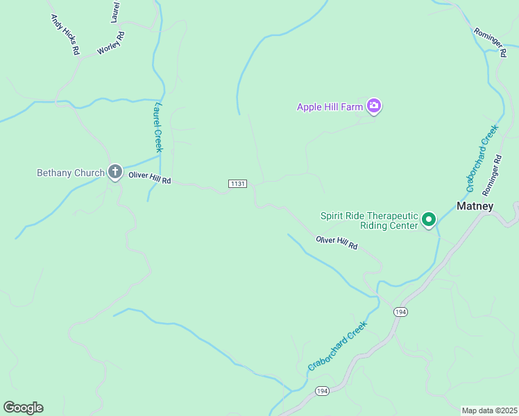 map of restaurants, bars, coffee shops, grocery stores, and more near Oliver Hill Road in Watauga County
