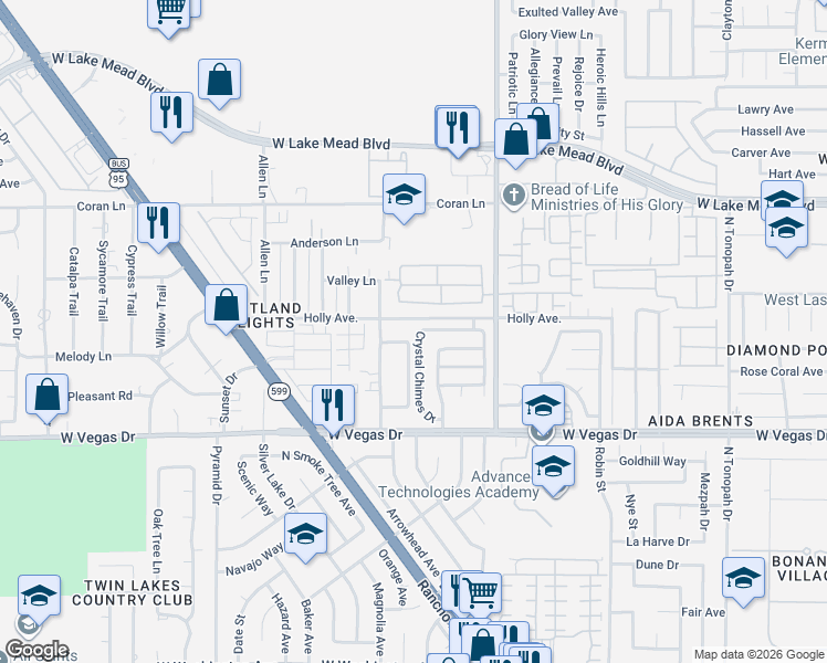 map of restaurants, bars, coffee shops, grocery stores, and more near 2928 Windstorm Avenue in Las Vegas